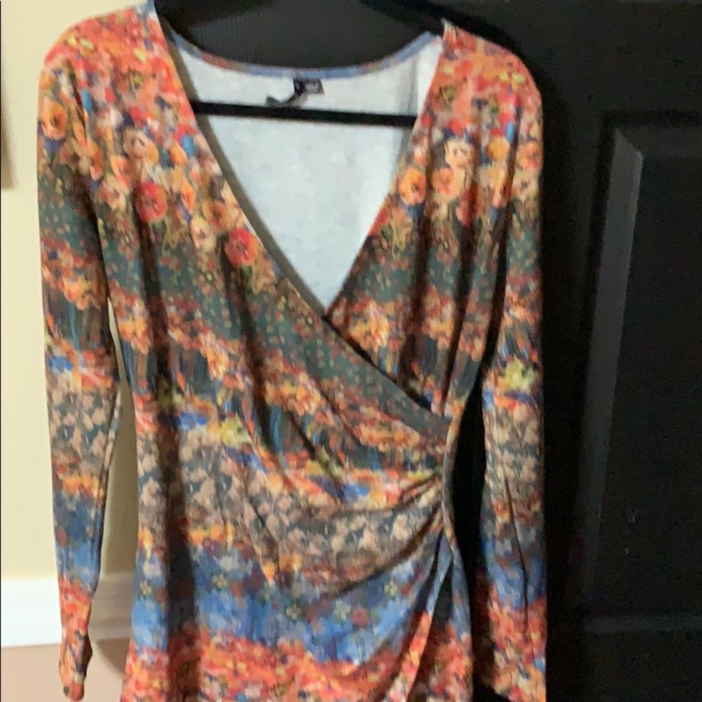 Dress with monet like watercolor print-NEVER WORN